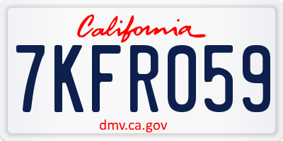 CA license plate 7KFR059