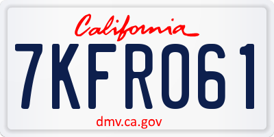 CA license plate 7KFR061