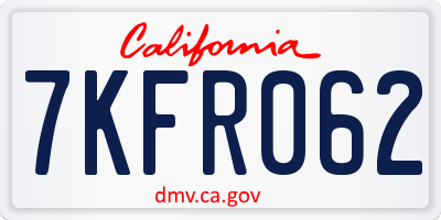 CA license plate 7KFR062