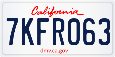 CA license plate 7KFR063
