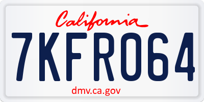 CA license plate 7KFR064