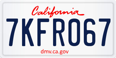 CA license plate 7KFR067
