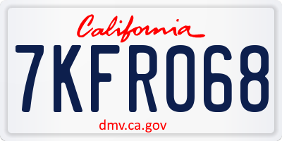 CA license plate 7KFR068