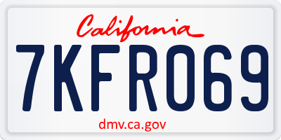 CA license plate 7KFR069