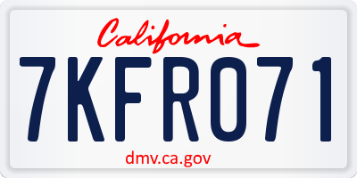 CA license plate 7KFR071