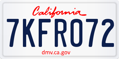 CA license plate 7KFR072