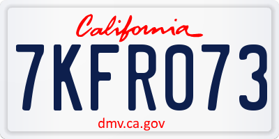 CA license plate 7KFR073