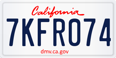 CA license plate 7KFR074