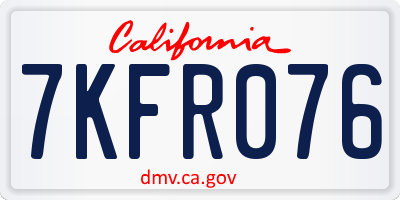 CA license plate 7KFR076