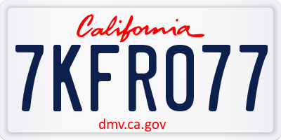CA license plate 7KFR077