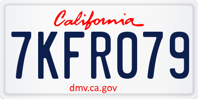 CA license plate 7KFR079