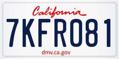CA license plate 7KFR081