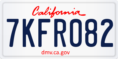 CA license plate 7KFR082
