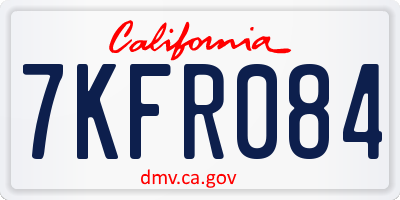 CA license plate 7KFR084