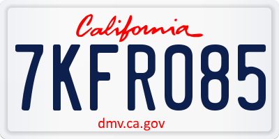 CA license plate 7KFR085