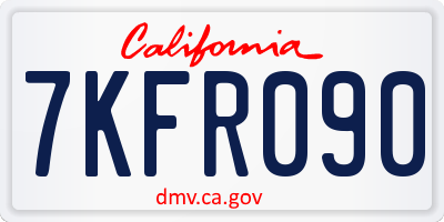 CA license plate 7KFR090