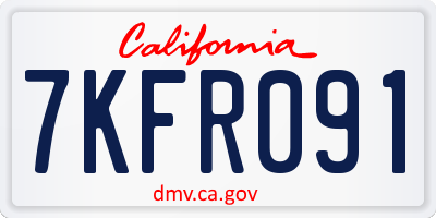 CA license plate 7KFR091