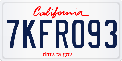 CA license plate 7KFR093