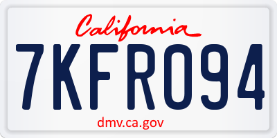CA license plate 7KFR094