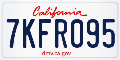 CA license plate 7KFR095