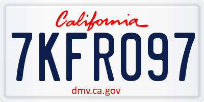 CA license plate 7KFR097