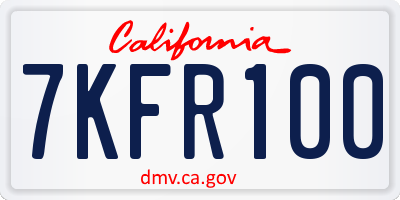 CA license plate 7KFR100