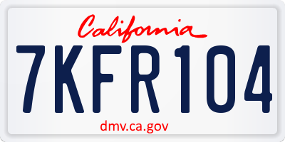 CA license plate 7KFR104