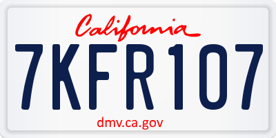 CA license plate 7KFR107