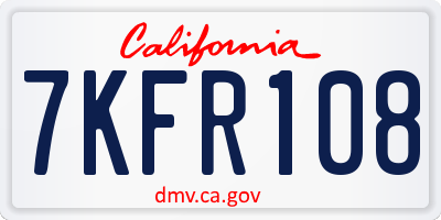 CA license plate 7KFR108