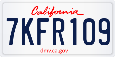 CA license plate 7KFR109