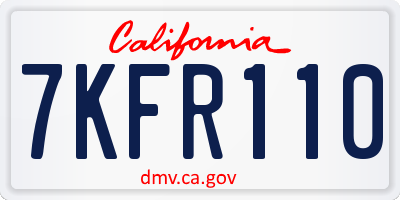 CA license plate 7KFR110