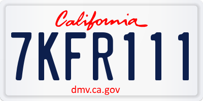 CA license plate 7KFR111