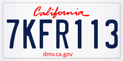 CA license plate 7KFR113