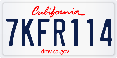 CA license plate 7KFR114