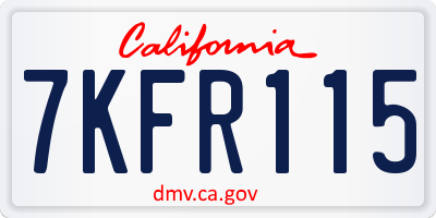 CA license plate 7KFR115