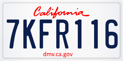 CA license plate 7KFR116