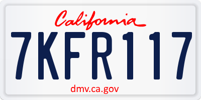 CA license plate 7KFR117