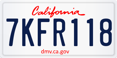 CA license plate 7KFR118