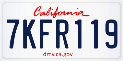 CA license plate 7KFR119