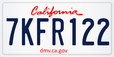 CA license plate 7KFR122