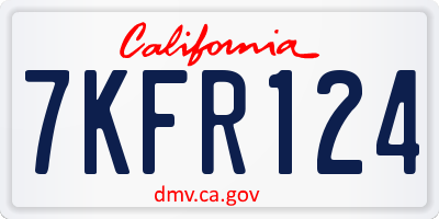 CA license plate 7KFR124