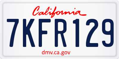 CA license plate 7KFR129