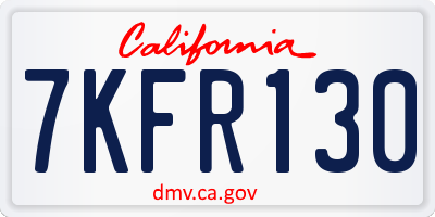 CA license plate 7KFR130