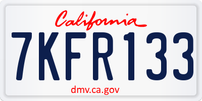 CA license plate 7KFR133