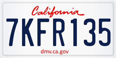 CA license plate 7KFR135
