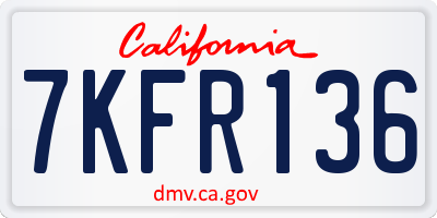 CA license plate 7KFR136