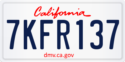 CA license plate 7KFR137