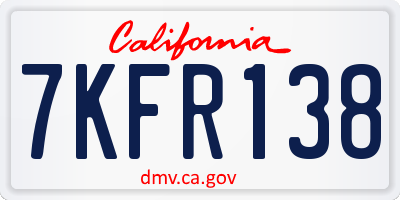 CA license plate 7KFR138