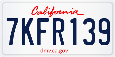 CA license plate 7KFR139