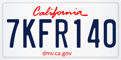 CA license plate 7KFR140